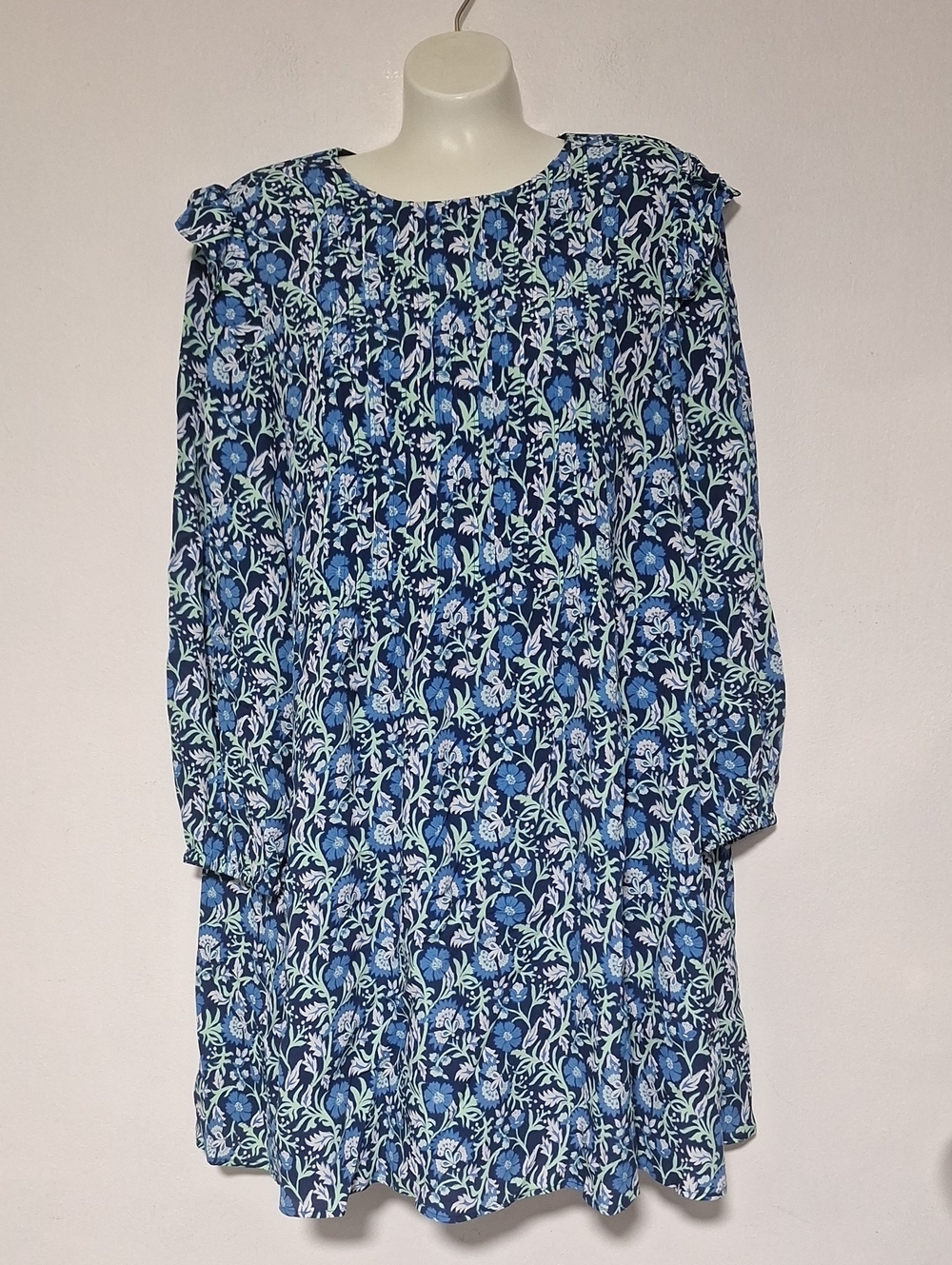 Vineyard Vines Botanical Gardens Pintuck Silk Long Sleeve Navy Floral